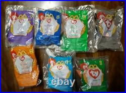 Rare 7 Mcdonalds Ty Beanie Babies Sealed/Unopened 1999 Retired Happy Meal Toys