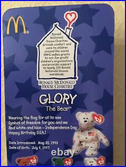 Rare Errors Nib Glory The Bear Ronald Mcdonald Charities Ty Beanie Babies