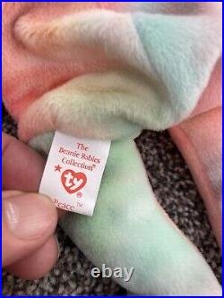 Rare Find Multi Colour Peace Beanie Baby Mint