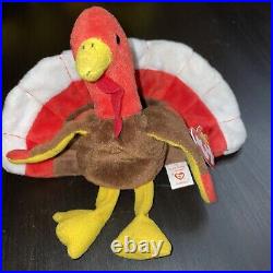 Rare GOBBLES the Turkey 1996 TY Beanie Baby (5.5 in) Great Condition Tag ER