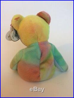 Rare PVC Peace Bear 1996 Retired TY Beanie Baby Genuine Minor Errors