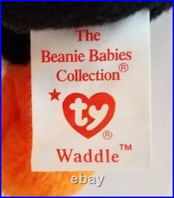 Rare Retired 1995 Ty Beanie Baby Waddle With Pvc Pellets/tag Errors