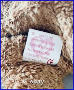 Rare Retired 1998-1999 Ty Beanie Baby Fuzz The Brown Bear. Errors on tag