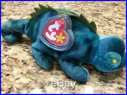 Rare Retired Collectible Ty Beanie Baby Iggy Correct Fabric Tag with Errors 1997