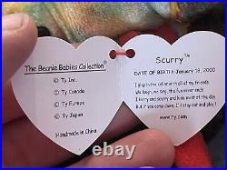 Rare Retired Ty Beanie Baby 2000 Scurry