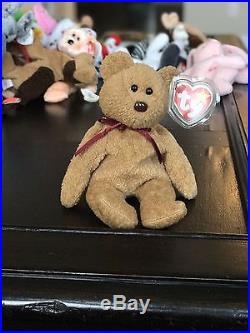 Rare Retired Ty Beanie Baby'Curly' Bear 1996 With Tag Error Gently Used