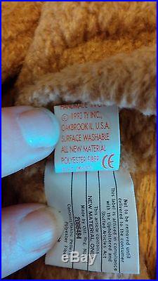 Rare Retired Ty Beanie Baby'Curly' The Bear With Many Errors