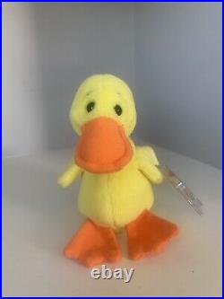 Rare Retired Ty Beanie Baby Quackers The Duck With Multiple Tag Errors