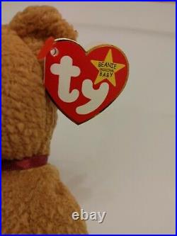Rare Retired Ty Beanie Baby'curly' The Bear Many Errors Mint Condition