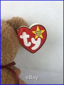 Rare Retired Ty Beanie Baby'curly' The Bear With Many Errors Mint
