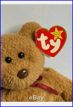 Rare Retired Ty Beanie Baby'curly' The Bear With Many Errors New Condition