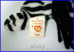 Rare TY Beanie Babies Ziggy The Zebra #4063 5 Errors with P. V. C. Pellets 1995