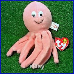 Rare TY Beanie Baby INKY The Pink Octopus 1994 RETIRED PVC Pellets & Errors MWMT