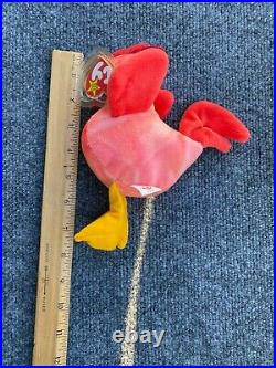 Rare TY Retired Beanie Baby Strut The Rooster 1996 with ERRORS and Tags