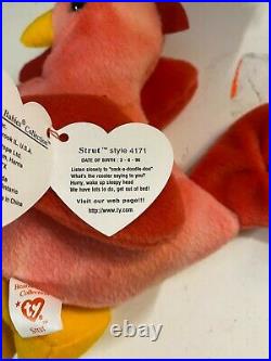 Rare TY Retired Beanie Baby Strut The Rooster 1996 with ERRORS and Tags