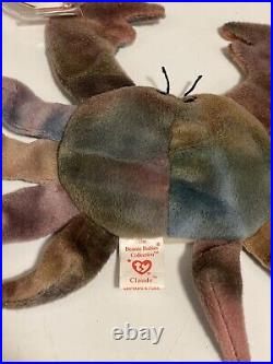 Rare TY beanie baby CLAUDE THE CRAB With errors- 1996 Mint Condition