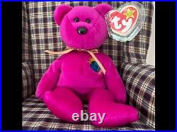 Rare Ty Beanie Babies Millennium millenium Purple Beanie Bear 1999 Retired