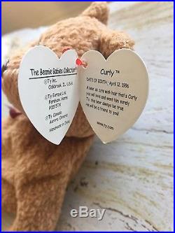 Rare Ty Beanie Baby Curly Errors Double Tag Holder