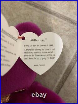 Rare Ty Beanie Baby Millennium/Millenium The Bear Retired With Errors READ DES