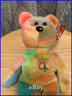 Rare Ty Beanie Baby Peace Bear Original Collectible with Multiple Tag Errors