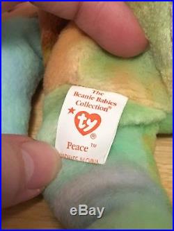 Rare Ty Beanie Baby Peace Bear Original Collectible with Multiple Tag Errors