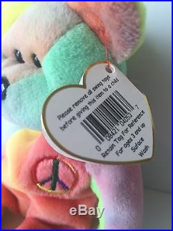 Rare Ty Beanie Baby Peace Bear Original Collectible with Tag Errors