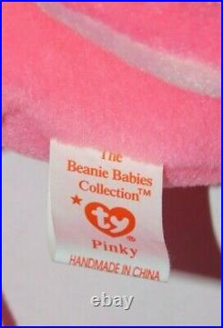 Rare Ty Beanie Baby Pinky Style 4072 Pvc Pellets Swing & Tush Tag Errors