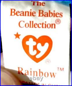 Rare Ty Beanie Baby Rainbow The Chameleon 1997 Retired Tag Errors Original