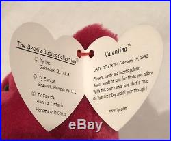 Rare Ty Beanie Baby Valentina 1998 Collectible Bear With Tag Errors