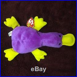 Rare Ty Patti Platypus Beanie Baby 1993 PVC Pellets Style 4025 With Tag Error