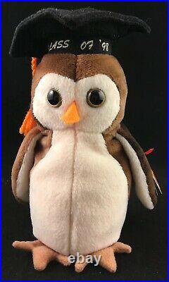 Rare Vintage 1997 TY Beanie Babies Wise Owl with 6 ERRORS MINT CONDITION