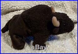Rare With 6 Errors Vintage 1998 TY Beanie Babies Roam Stuffed Toy Plush Buffalo