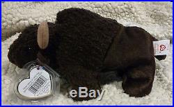 Rare With 6 Errors Vintage 1998 TY Beanie Babies Roam Stuffed Toy Plush Buffalo