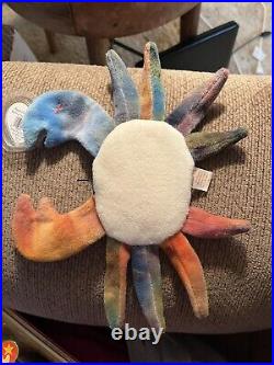 Rare With ErrorsTy Beanie Babies Claude the Crab, Mint Condition, with Tag Case