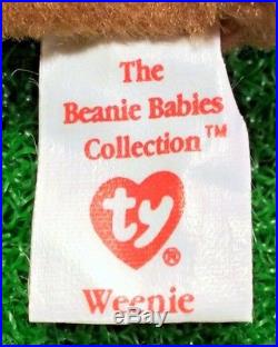 Remarkably Rare 1995 Ty Beanie Baby Weenie Dog NO STAR PVC Countless Errors MWMT