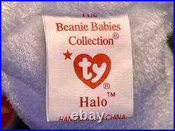 Retired 1998 TY HALO the Angel Bear Beanie Baby Rare with Brown Nose Tag Errors