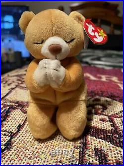 Retired 1998 Ty Beanie Baby Hope the Praying Bear with Rare Tag Errors