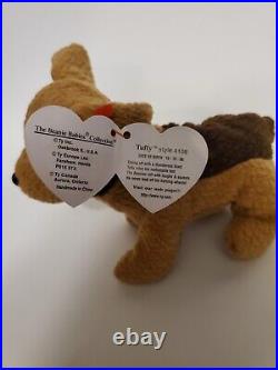 Retired Rare TUFFY Dog Beanie Baby 1996 witherrors please see all pics. MWMT PVC