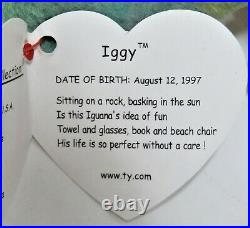 Retired Rare Ty Beanie Baby Iggy the Iguana 1997 PVC Tag Errors