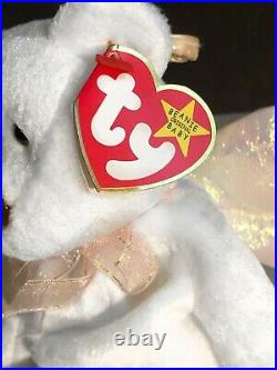 Retired TY HALO Angel Beanie Baby Very Rare with Brown Nose & Errors 1998 NEW MINT