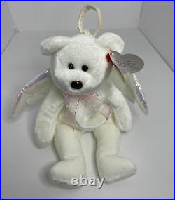 Retired TY HALO the Angel Bear Beanie Baby Very Rare with Brown Nose & Errors 1998