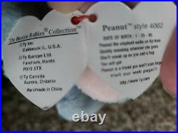 Retired TY Peanut Beanie Baby, 1995, PVC Pellets RARE WITH ERRORS