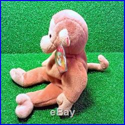 Retired Ty Beanie Baby Bongo The Monkey 1995 Rare PVC Pellets With Errors MWMT