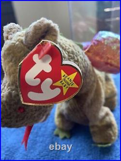 Retired, Vintage, Rare Scorch The Dragon, Ty Beanie Baby Lots Of Errors
