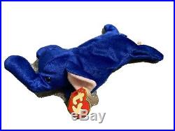 Royal Blue Elephant Beanie Baby Peanut Rare