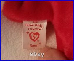SNORT THE BULL ty Original Beanie Baby May 15 1995 Retired With Tag Errors RARE