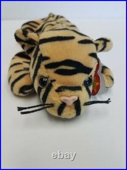 NEW,MINT RED TAG-RETIRED TO FIND-LOVES TO PLAY TAG TY STRIPES TIGER BEANIE BOOS 
