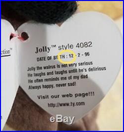 SUPER RARE ODDITY AUTHENTICATED Ty Beanie Baby Jolly Walrus MWMT MQ withCoA