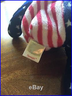 Spangle Ty Beanie Baby Authentic 1999 Patriotic USA Style Rare Teddy Bear