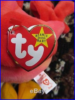 Strut Rooster Ty Beanie Baby Origional 1996 Retired Rare 6 Error Odd Collectable